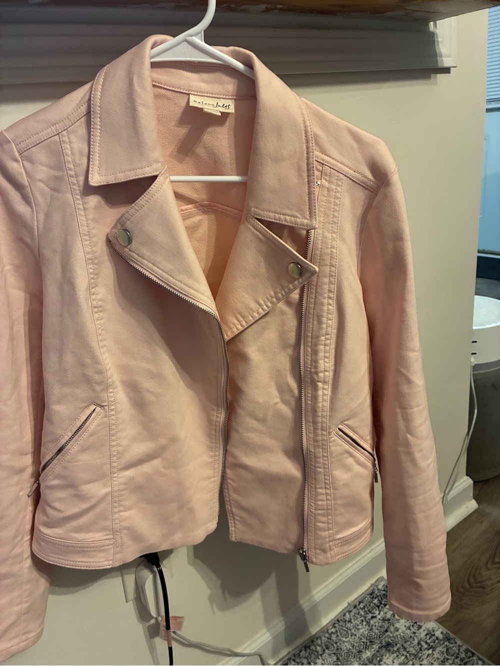 Maison Jules Blush Pink Moto Jacket